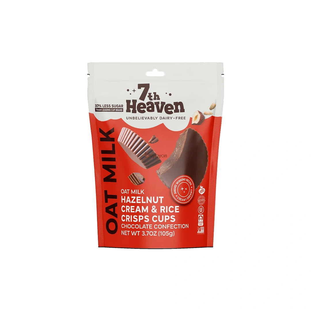 7th Heaven Hazelnut Cream and Rice Crisps Oat Milk Chocolate Cups - 105g