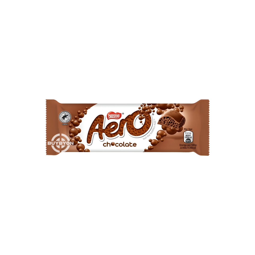 Aero Milk Chocolate Bar - 36g, featuring light, bubbly milk chocolate in a compact, single-serve size.