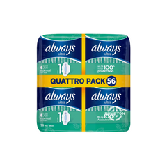 Always Ultra Sanitary Towels with Wings Normal - Pack of 56, showcasing the pad design with wings for secure and comfortable everyday protection.