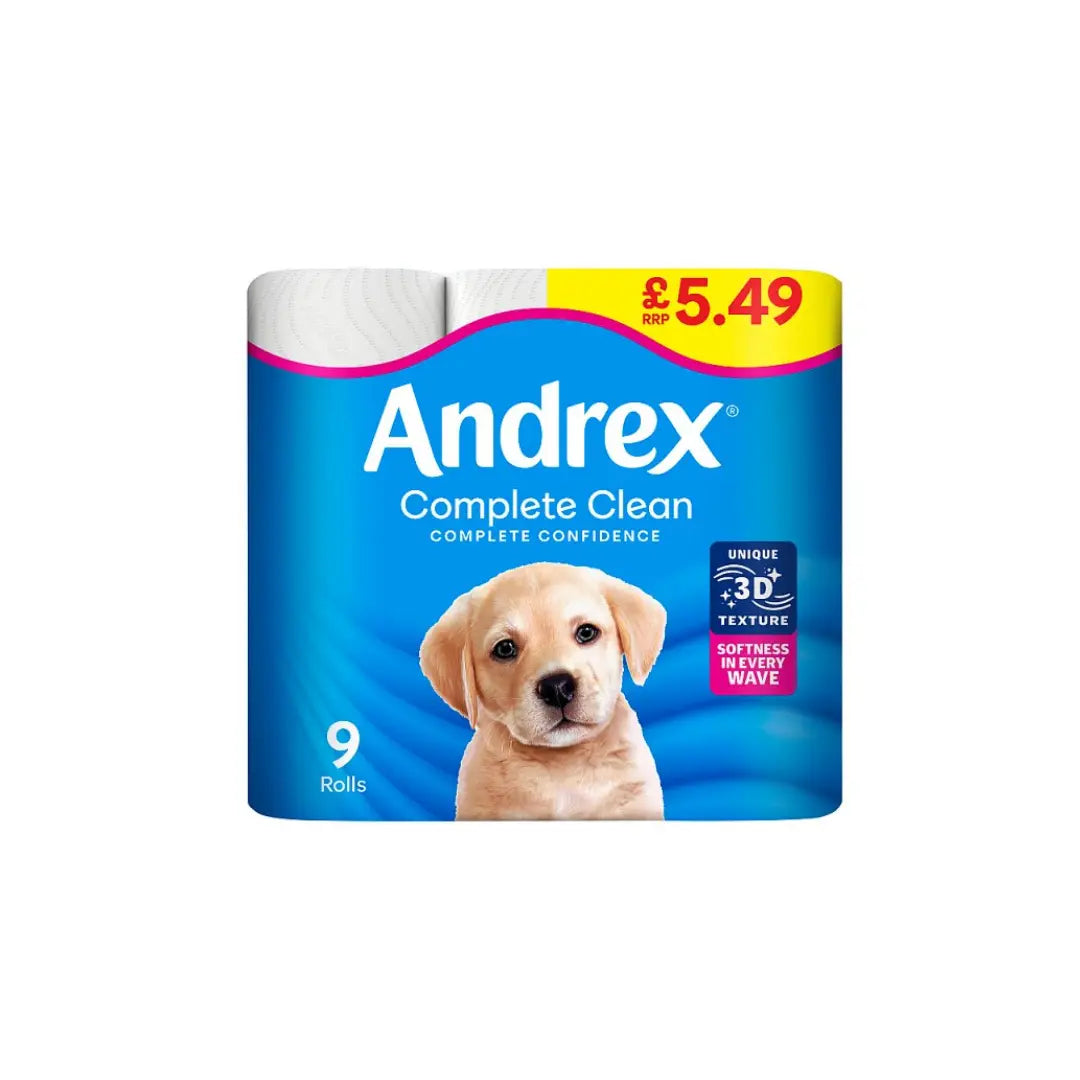 Andrex Complete Clean Toilet Tissue 9 Rolls