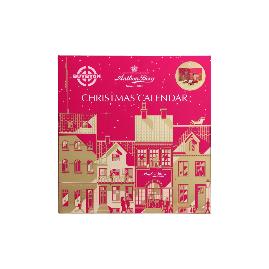 Anthon Berg Marzipan Christmas Calendar - 325g featuring a festive design filled with an assortment of premium marzipan treats.