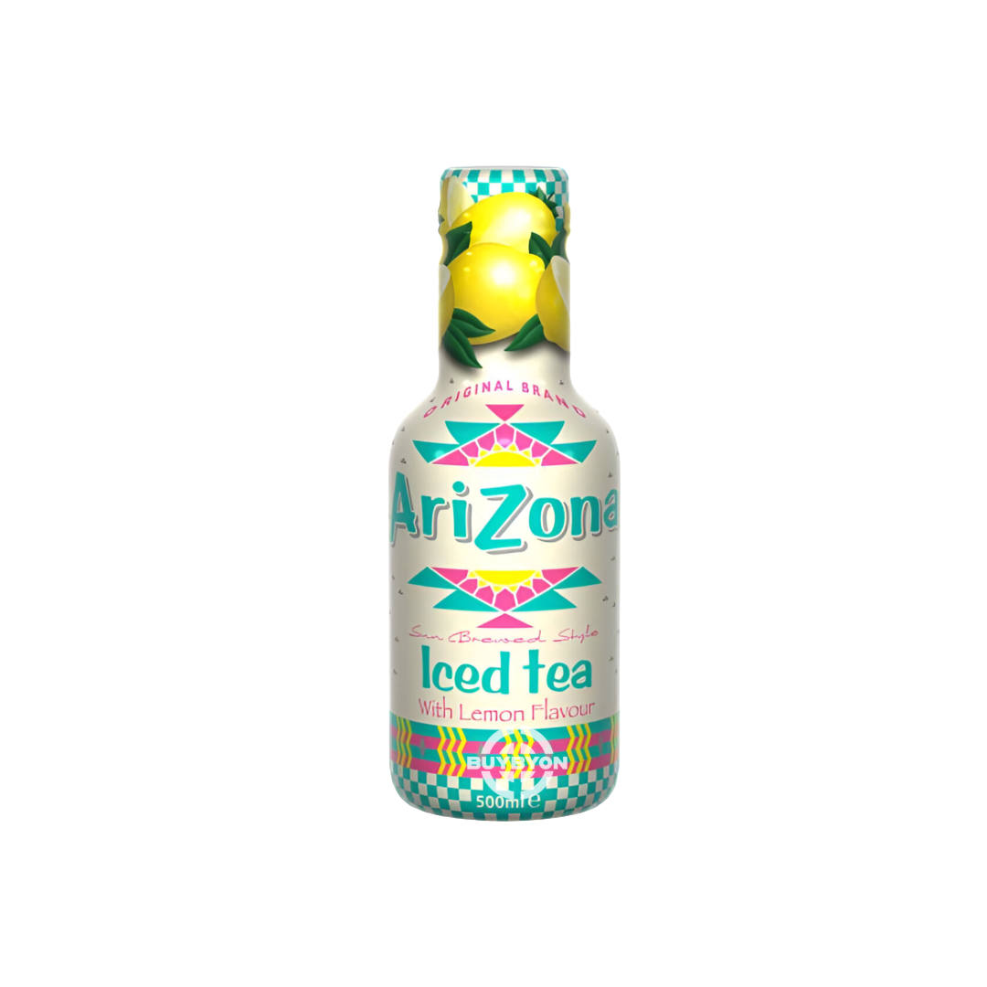 Arizona Iced Tea Lemon - 500ml bottle featuring a refreshing blend of iced tea and zesty lemon flavour.