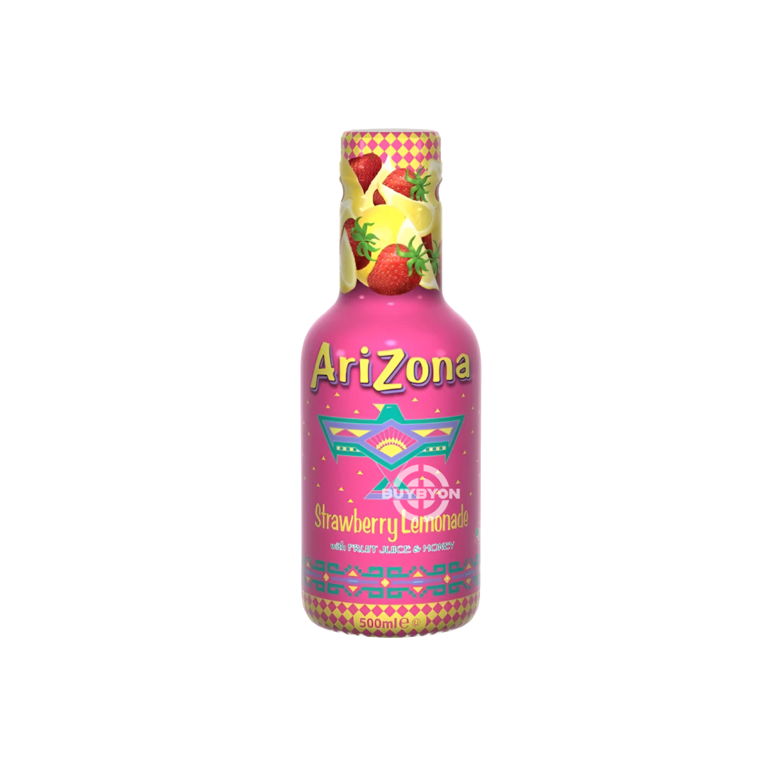 Arizona Strawberry Lemonade - 500ml bottle featuring a refreshing blend of sweet strawberries and tangy lemonade.