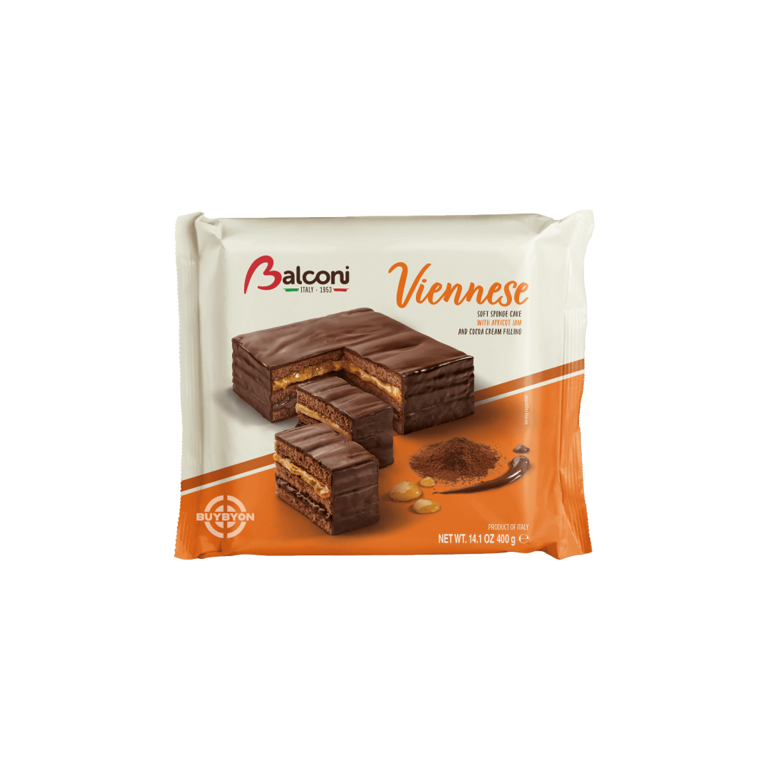 Balconi Viennese-Vienna Cake - 400g, classic layered sponge cake with creamy filling, perfect for dessert.