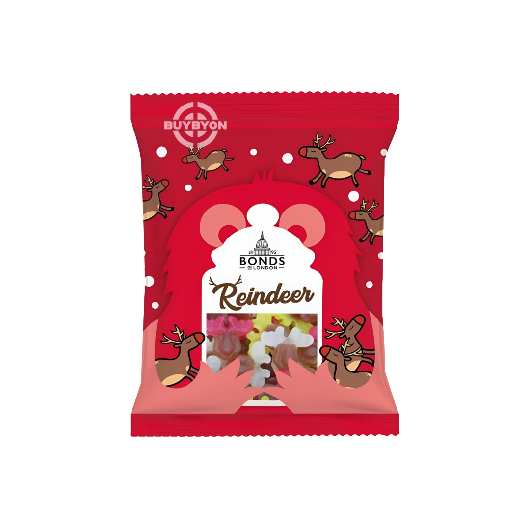 Bonds Reindeers Bag - 120g featuring soft, fruity reindeer-shaped sweets, perfect for festive celebrations and sharing.