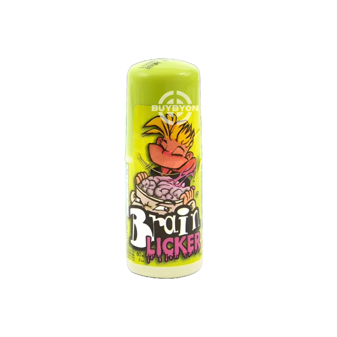 Brain Licker – 60ml bottle featuring a fun rollerball applicator and intense sour liquid candy, perfect for sour candy lovers and party treats.