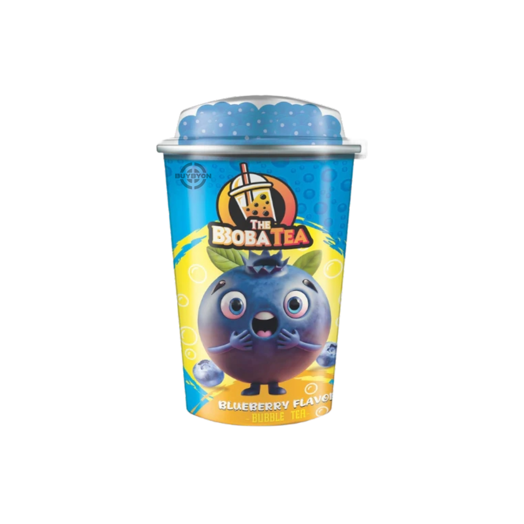 Bubble Boba Tea Blueberry - 350ml bottle, blueberry-flavoured boba tea with chewy tapioca pearls, refreshing berry drink.