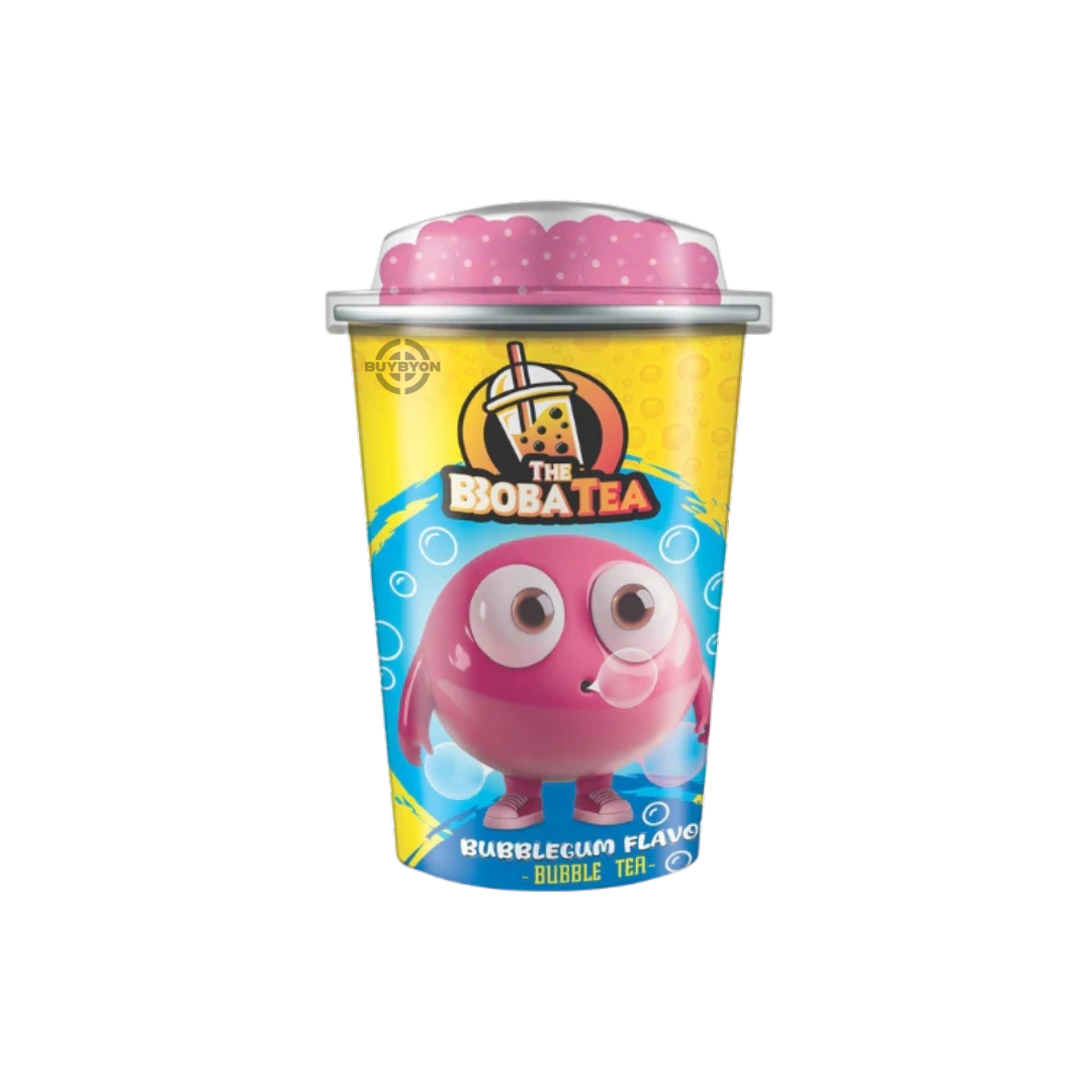 Bubble Boba Tea Bubblegum - 350ml bottle, bubblegum-flavoured boba tea with chewy tapioca pearls, sweet and fun drink.