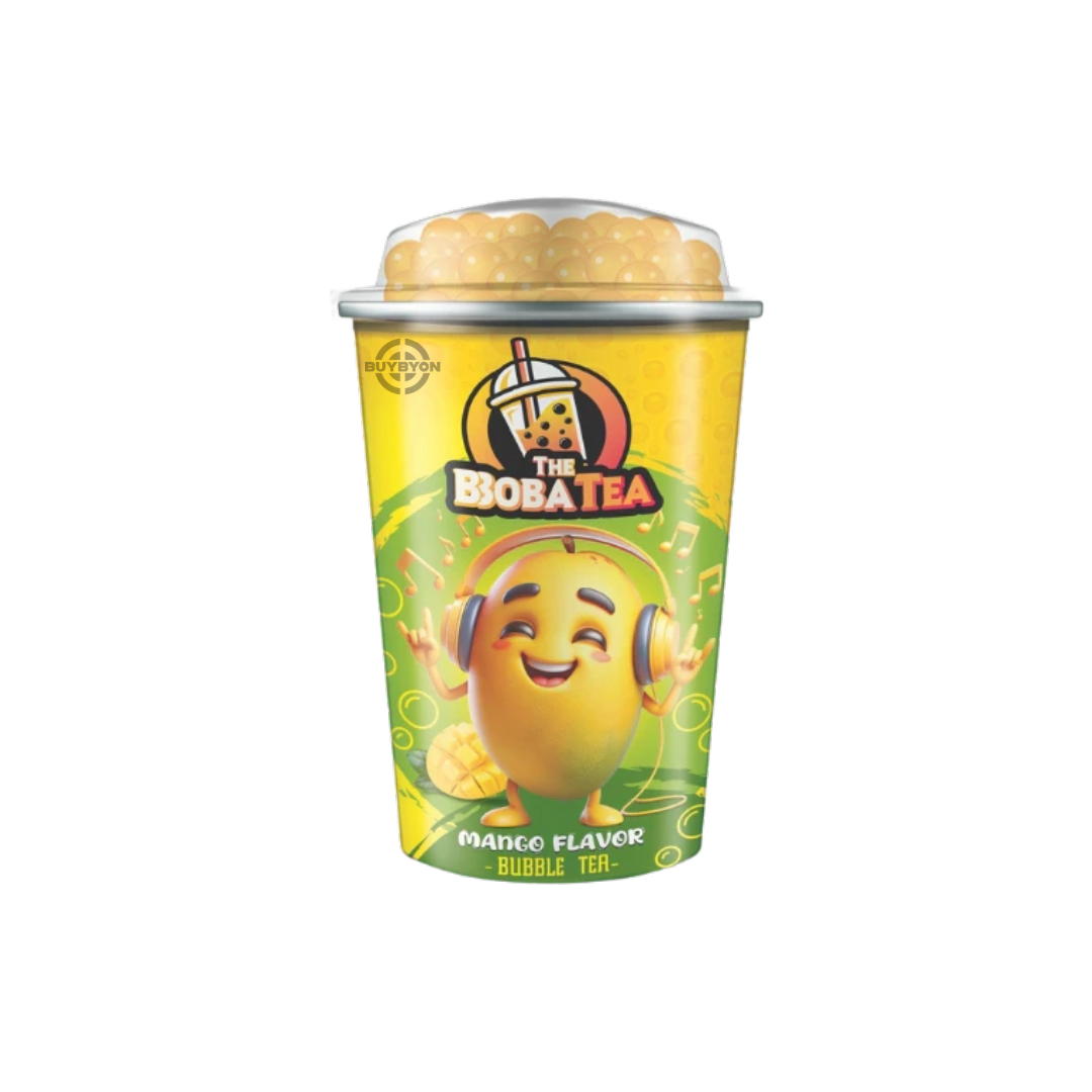 Bubble Boba Tea Mango - 350ml bottle, tropical mango-flavoured boba tea with chewy tapioca pearls.