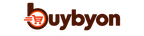 The BuyByon logo, featuring a dark brown wordmark with a shopping cart icon inside a circular orange 'b' on a plain white background.