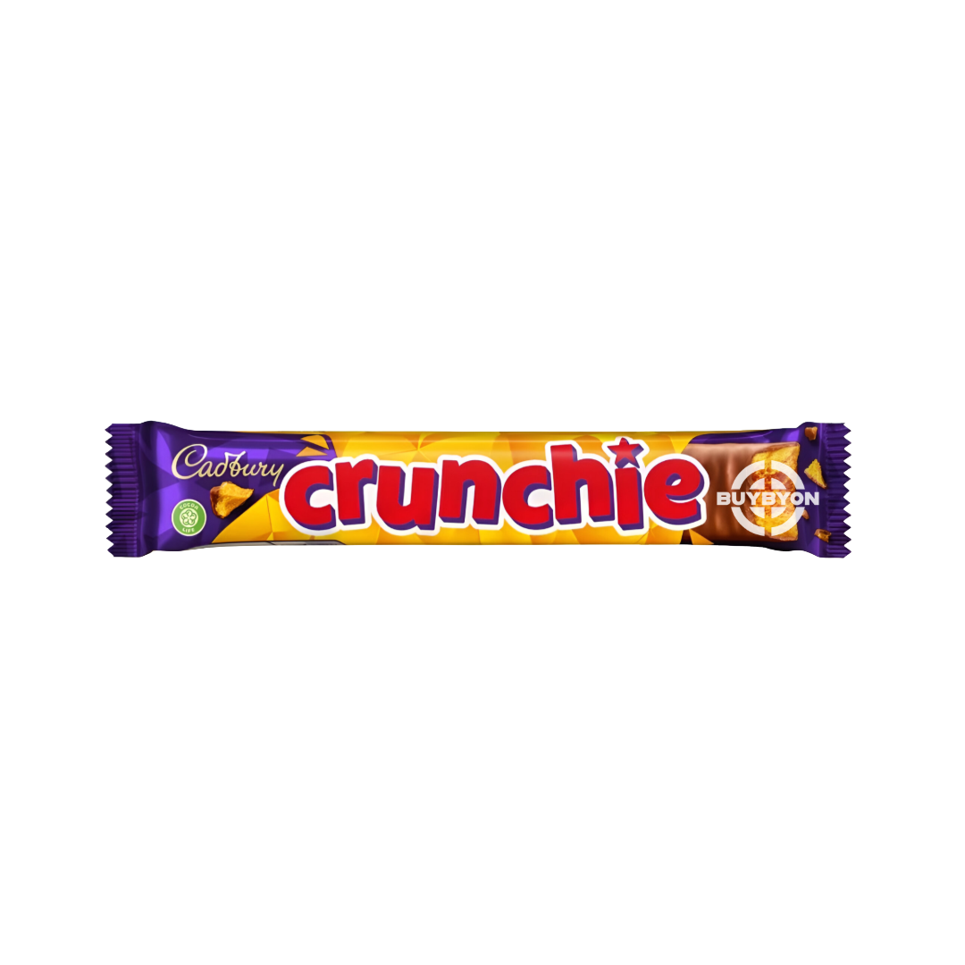 Cadbury Crunchie Bar - 40g showcasing a delicious chocolate bar with a crunchy honeycomb centre.