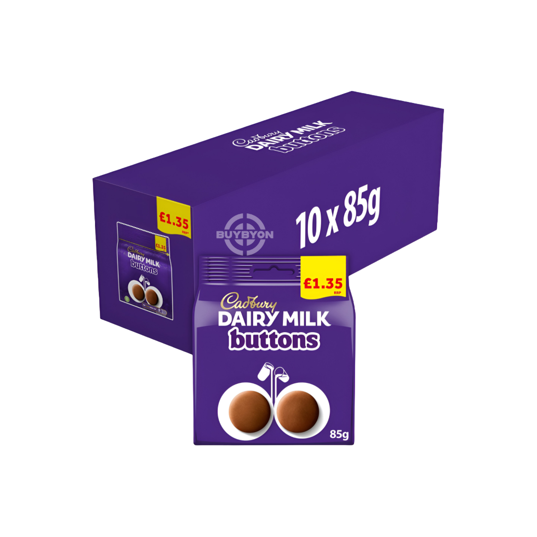 Cadbury Dairy Milk Buttons Chocolate Bag - 85g showcasing smooth milk chocolate buttons for a delightful treat.