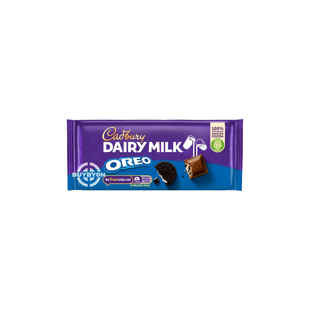 Cadbury Dairy Milk With Oreo Chocolate Bar - 120g featuring smooth Cadbury chocolate with crunchy Oreo biscuit pieces.