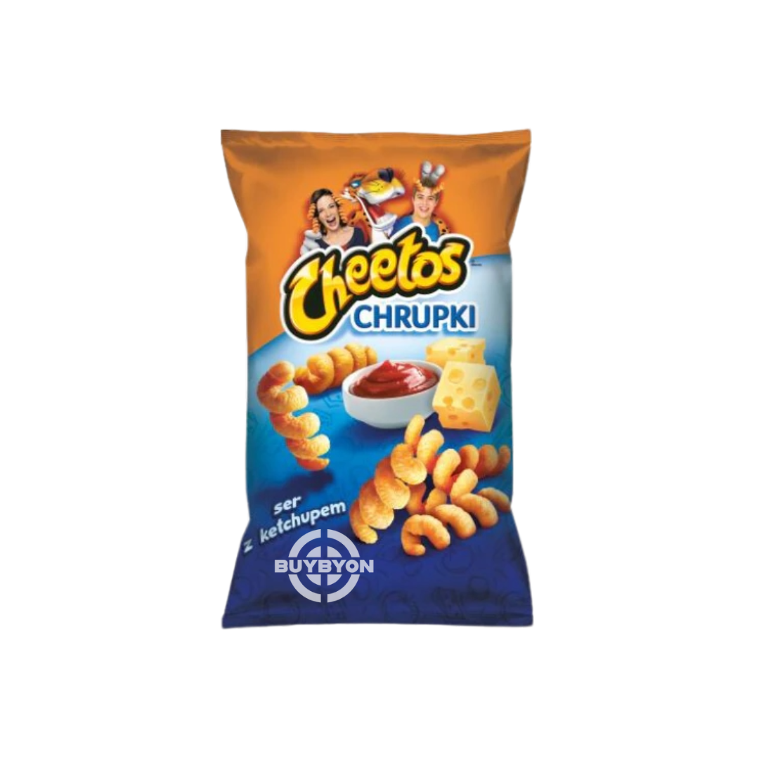 Cheetos Spirals - Cheese Ketchup - 145g pack featuring spiral-shaped crispy snacks with cheesy and ketchup flavors.