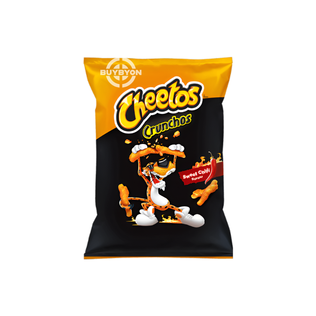 Cheetos Sweet Chilli - 165g pack featuring crunchy Cheetos with a sweet chilli flavor.