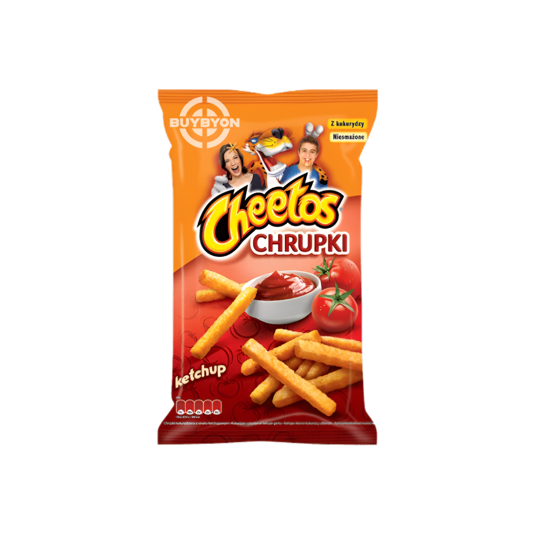 Cheetos XXL Ketchup - 165g pack showcasing crunchy Cheetos with a tangy ketchup flavor.