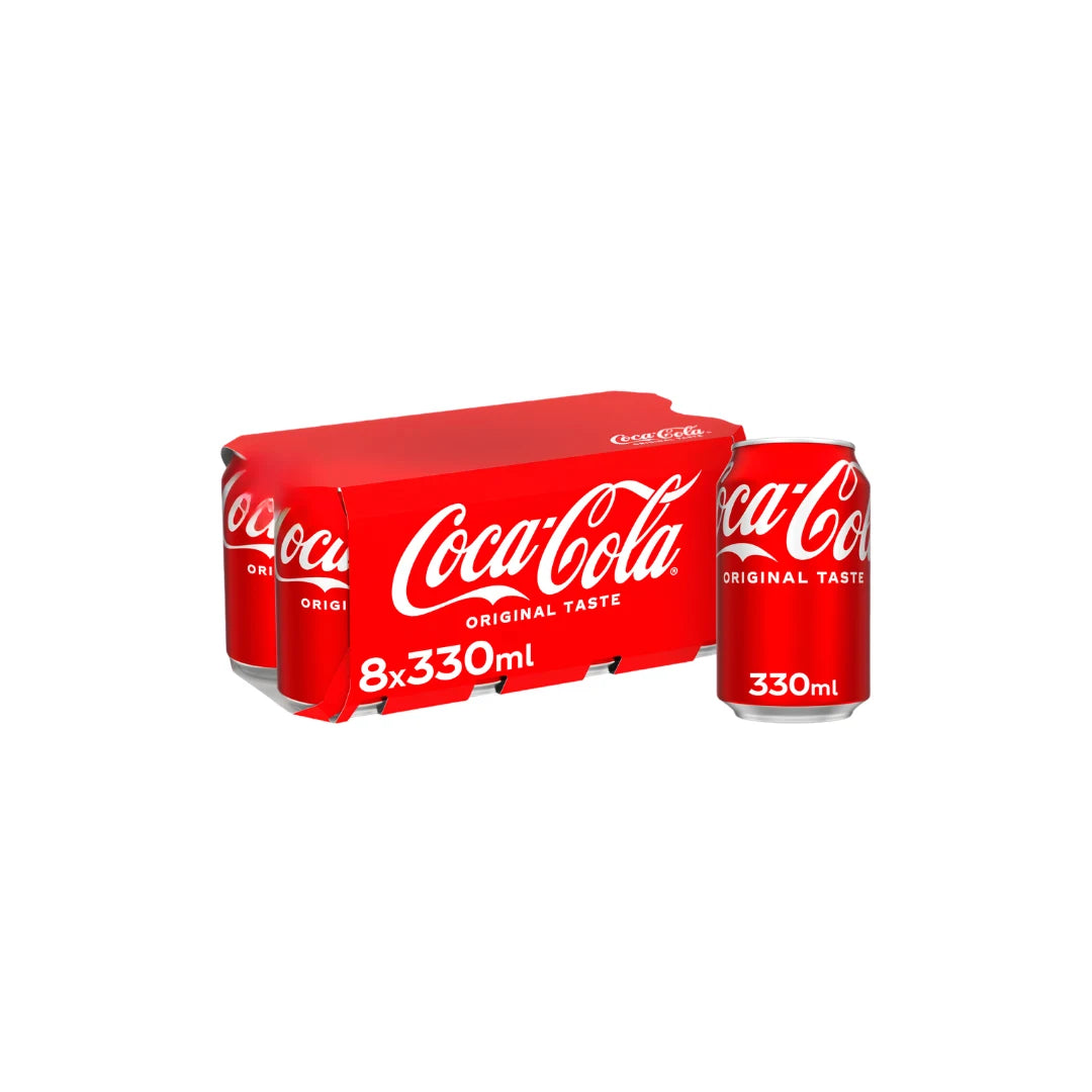 Coca-Cola 8-pack with a red can on a white background