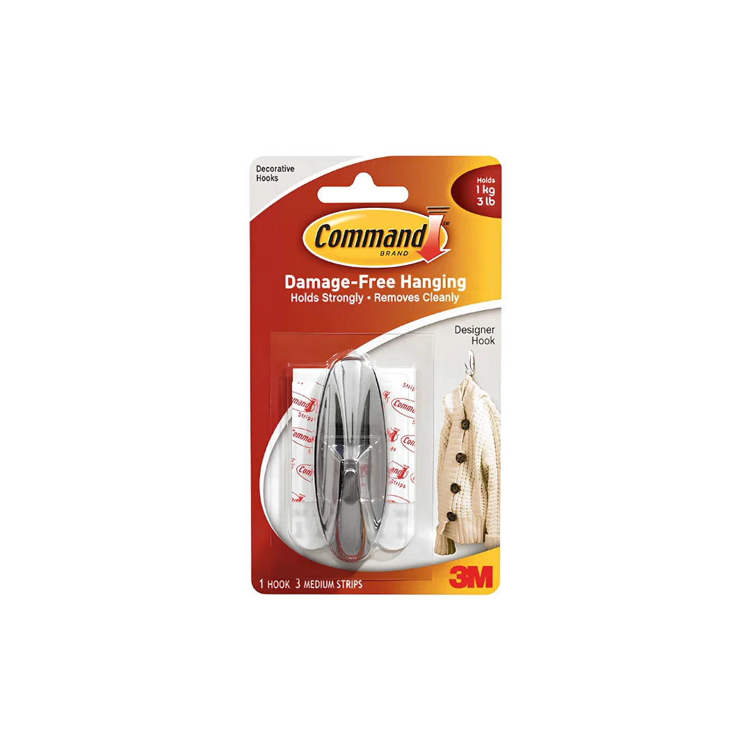 Command Designer Medium Hook Brushed Nickel Chrome