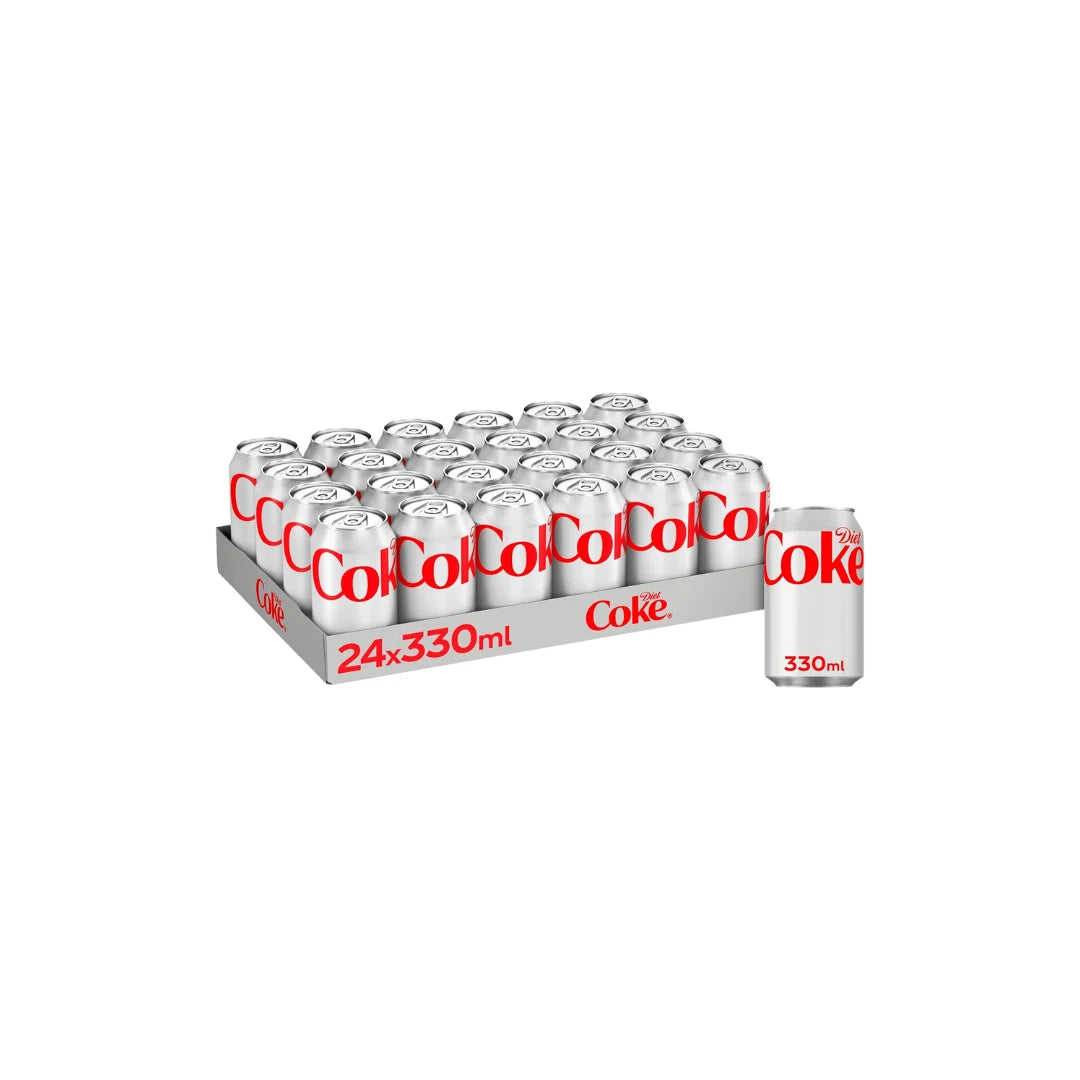 pack of 24 Diet Coke 330ml Can with white background