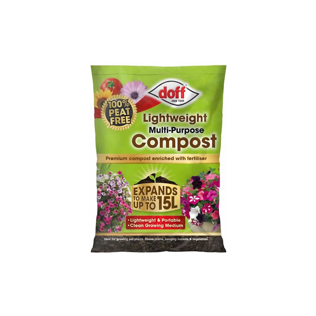 Doff Lightweight Multi Purpose Compost Expands to 15 Litres