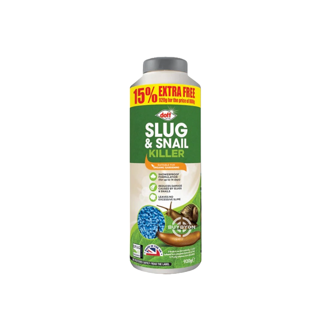 Doff Slug and Snail Killer - 920g pack, designed to effectively eliminate slugs and snails and protect your garden plants.