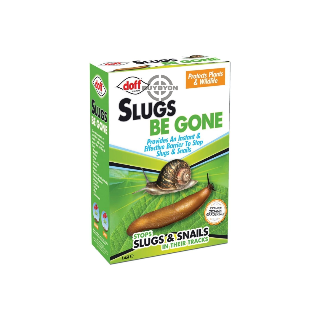 Doff Slugs Be Gone Granules - 1.65L container, designed for effective slug control and long-lasting protection of garden plants.