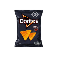 A 100g bag of Doritos Barbecue, featuring crispy tortilla chips coated with a smoky and tangy barbecue seasoning for a satisfying snack experience.