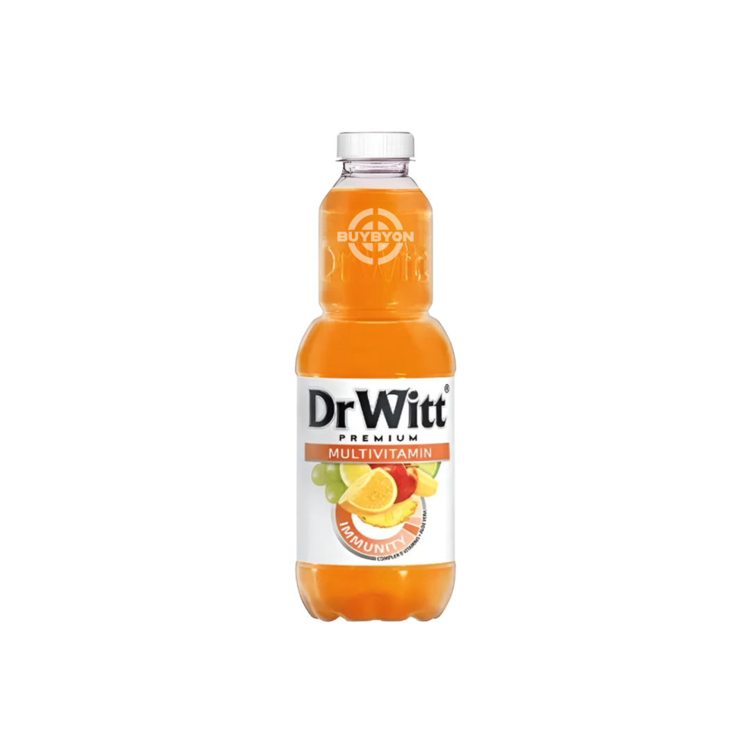 Dr Witt Yellow Multivitamin - 1L bottle featuring a tropical blend of fruit flavours and essential vitamins for a refreshing, hydrating drink.