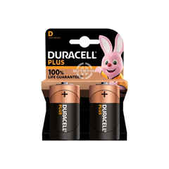 "Duracell Plus D MN1300 Batteries - 10 pack, featuring long-lasting power and durability for high-drain devices, with up to 10 years shelf life."