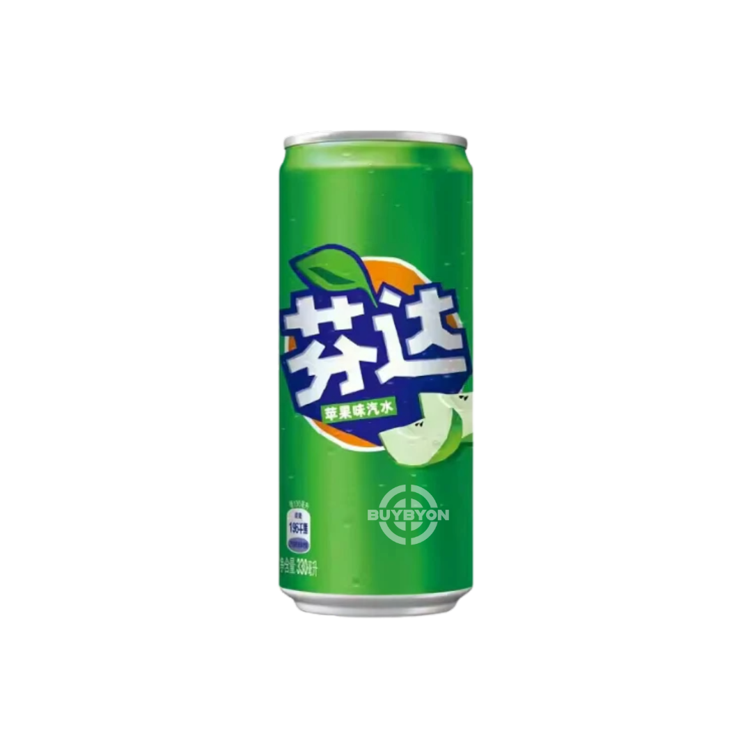 Fanta Green Apple Soda Can – 330ml with a crisp and tangy green apple flavour, perfect for any occasion and enjoyed by all ages.