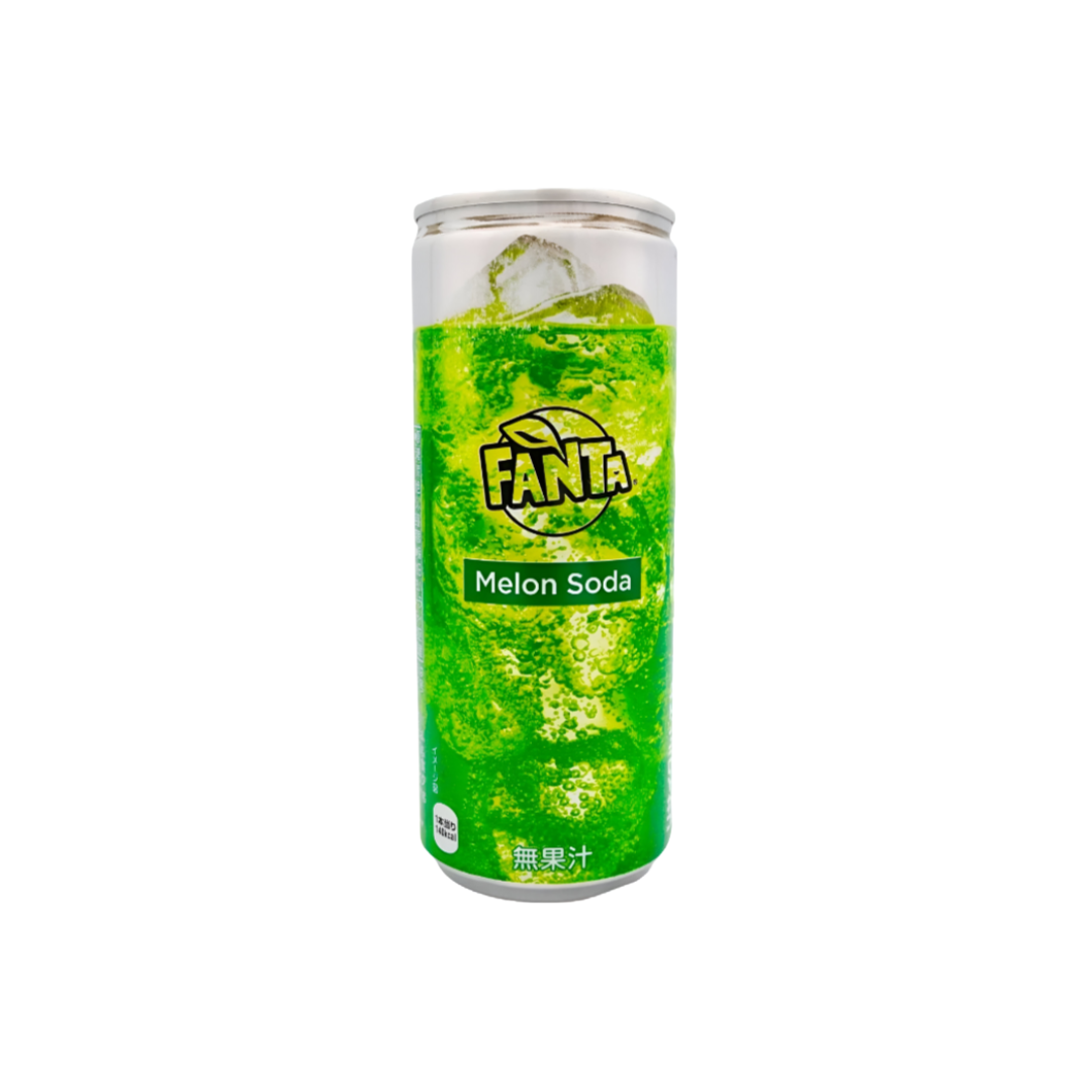 Fanta Melon Soda - 250ml can featuring a vibrant design with Fanta’s signature branding and melon flavour.