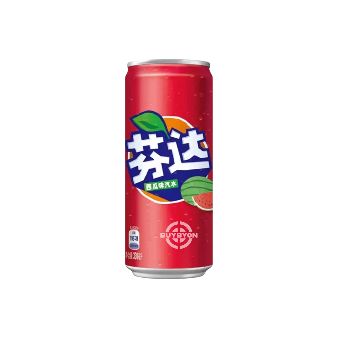 Fanta Watermelon Soda Can – 330ml featuring a sweet and refreshing watermelon flavour, perfect for any occasion and enjoyed by all ages.