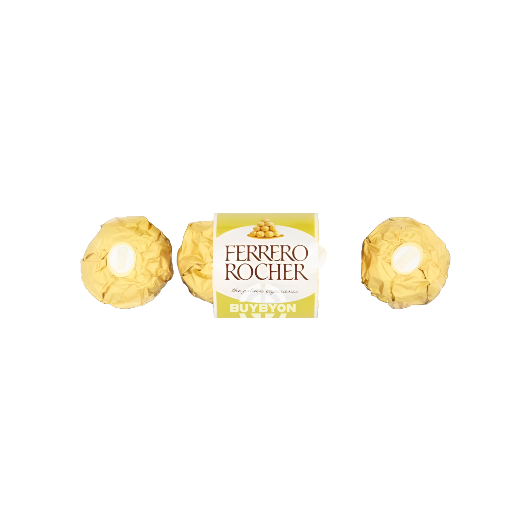 Ferrero Rocher Chocolate 4 Pack - 50g featuring four individually wrapped milk chocolate and hazelnut pralines, ideal for gifting and sharing.