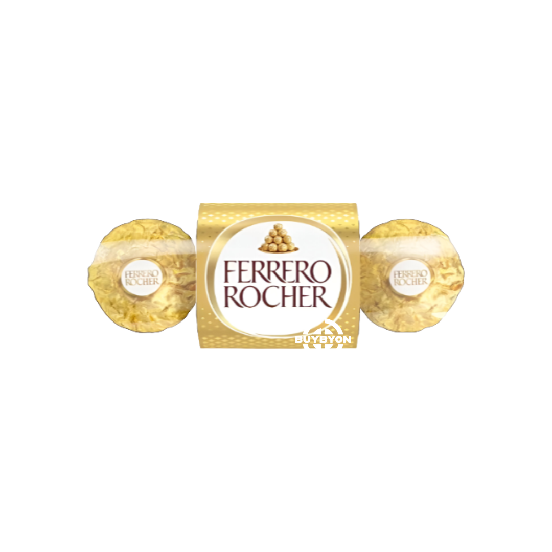 Ferrero Rocher Milk Chocolate Hazelnut Pralines Treat Pack 3 Pieces - 37.5g with individually wrapped golden pralines in a compact treat pack.