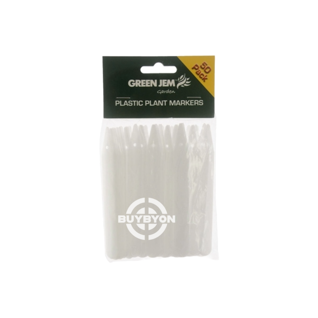 Garden Plant Markers - 50pc, displaying durable and weather-resistant markers designed for labeling plants, herbs, and vegetables, featuring an easy-to-write surface for clear identification.