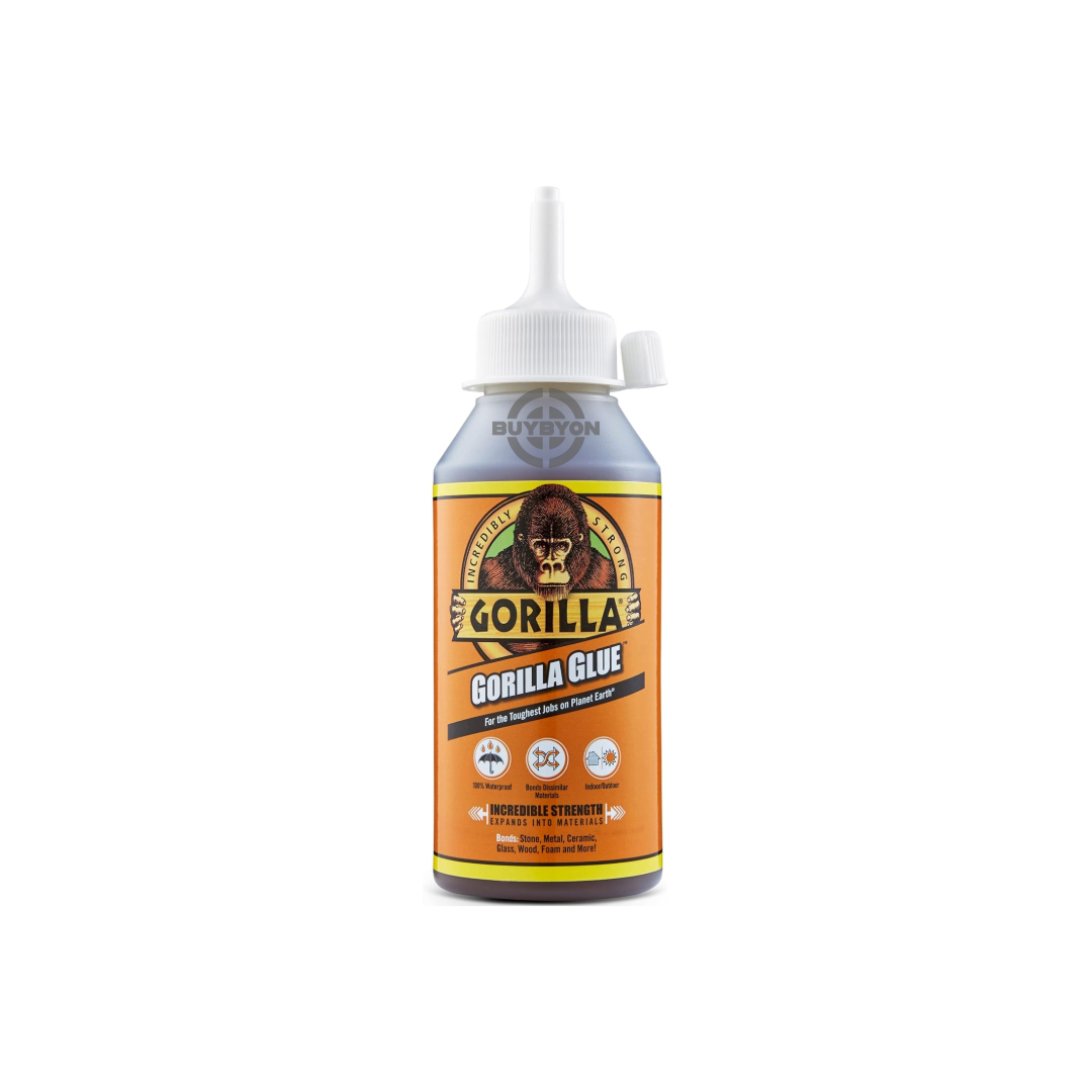 Gorilla Glue - 250ml bottle, featuring a high-performance adhesive for strong, long-lasting bonds on various materials. Ideal for DIY projects and professional repairs.