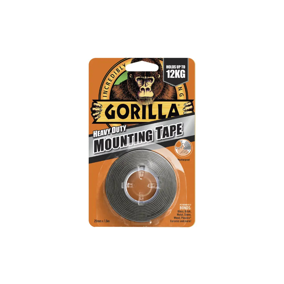 Gorilla Heavy Duty Double Sided Mounting Tape Black 25.4mm x 1.52m