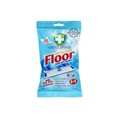 Green Shield Antibacterial Floor Wipes - 24pk, designed for effective cleaning and disinfecting of various floor surfaces, killing 99.9% of germs with a fresh scent. Ideal for quick and easy floor maintenance.