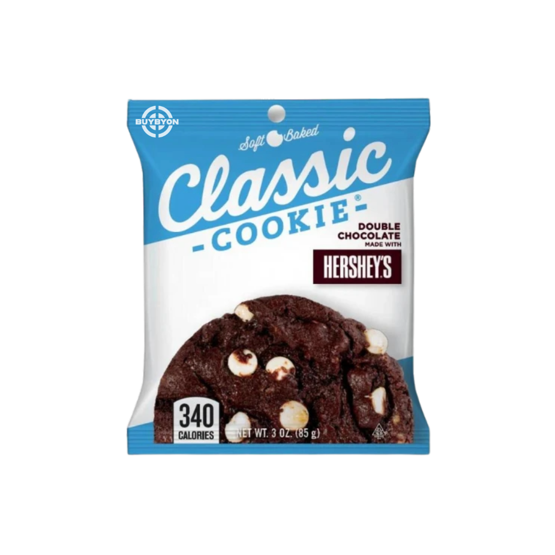 Hershey Double Chocolate Cookies 85g pack, rich and delicious chocolate cookies.