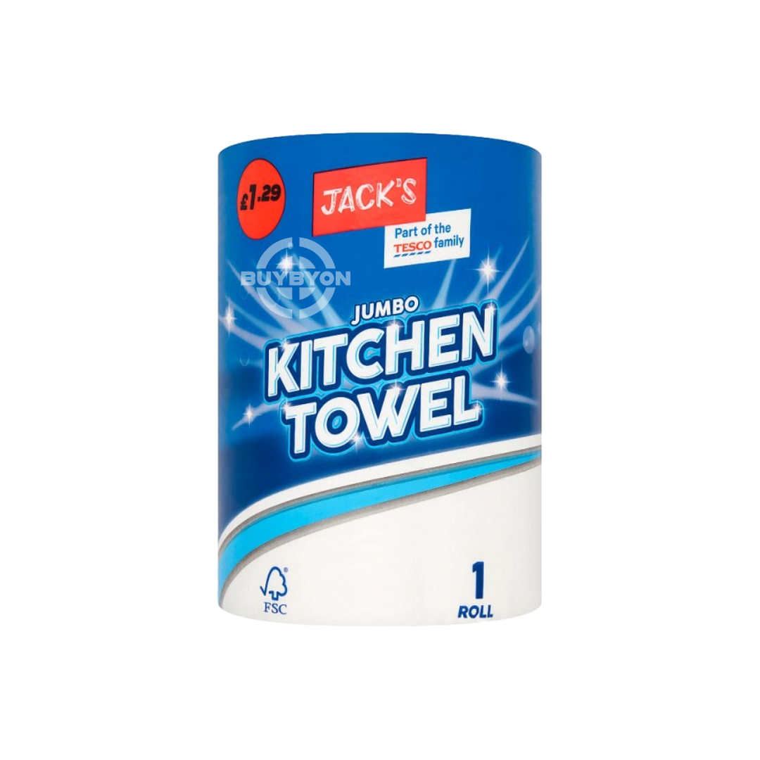 Jack's Jumbo Kitchen Towel Roll, featuring extra-large, highly absorbent sheets ideal for cleaning and spill management in both home and commercial kitchens.