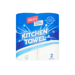 Jack's Kitchen Towel - 2 rolls pack, designed for high absorbency and durability, ideal for cleaning spills and everyday kitchen tasks.