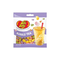 A package of Jelly Belly Bubble Tea jelly beans, featuring a purple and white bag with a clear window showing the colorful jelly beans inside, alongside an illustration of a bubble tea cup.