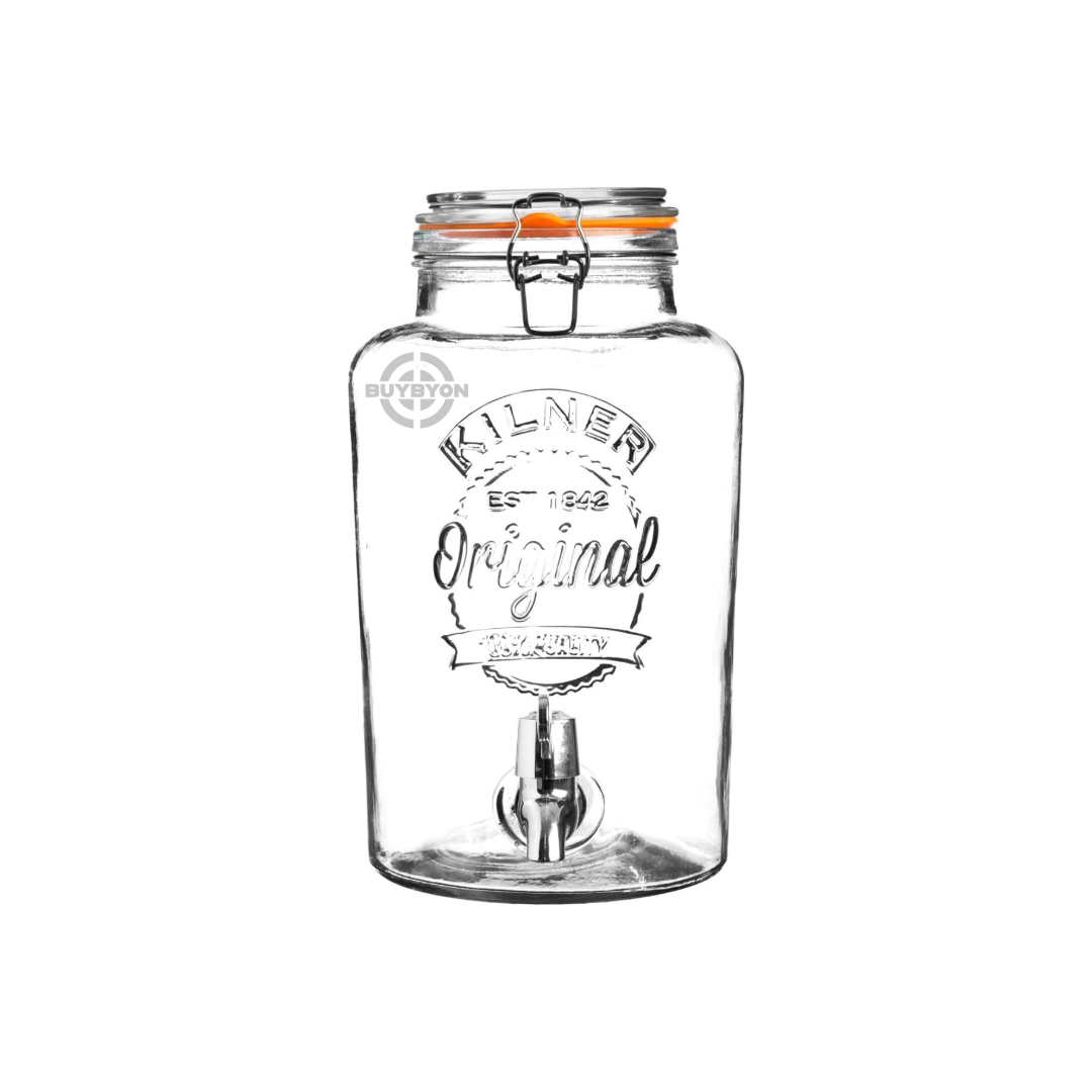 Kilner Clip Top Drinks Dispenser - 5L, featuring an airtight seal and stylish design for serving a variety of beverages.