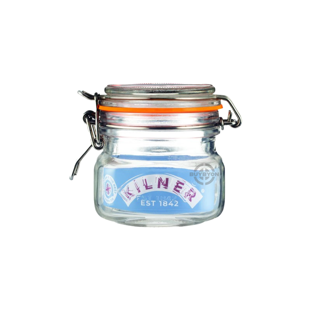 Kilner Clip Top Square Jar - 0.25L, featuring an airtight seal and modern square design for storing small quantities of goods.