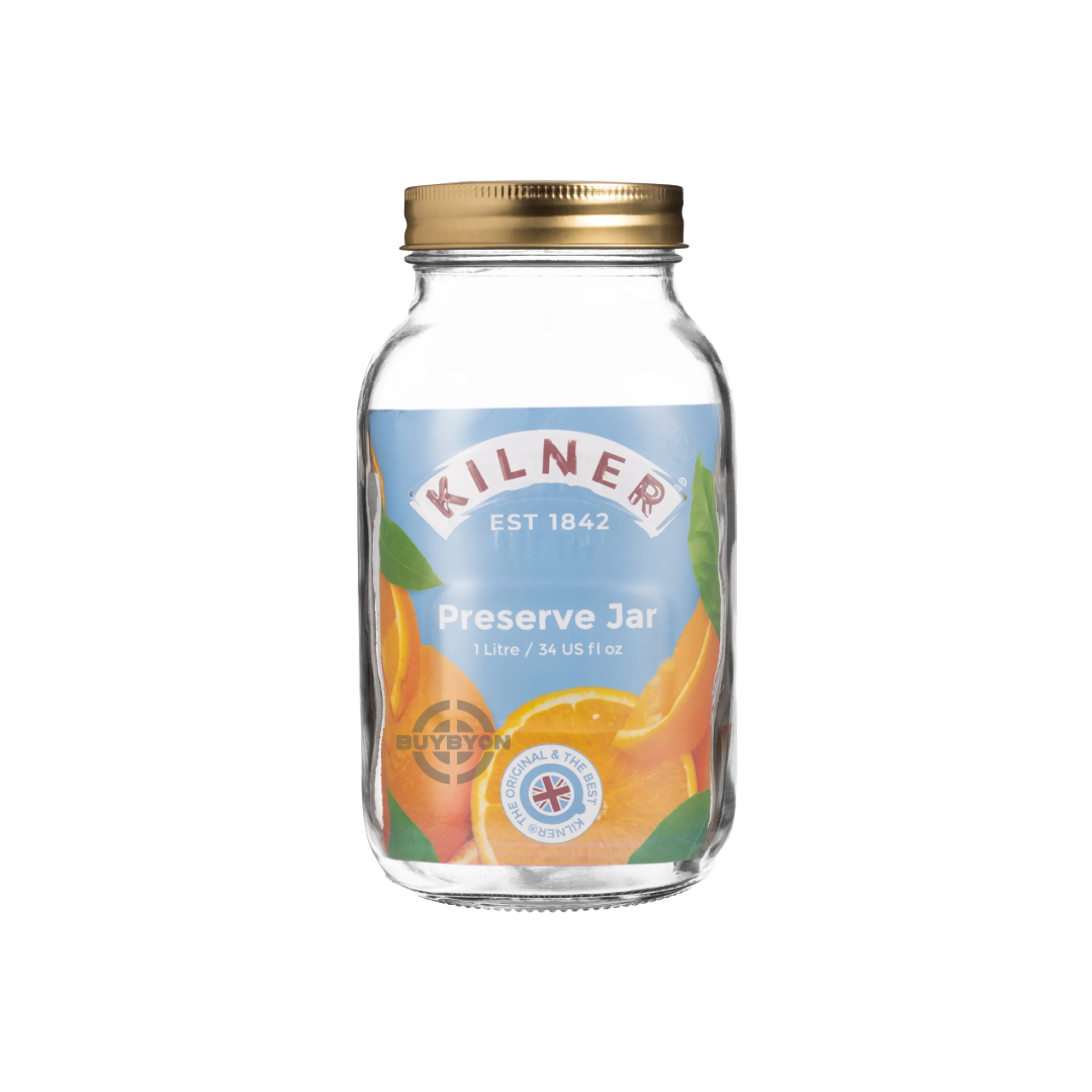 Kilner Preserve Jar - 1L, designed with an airtight seal and durable glass for preserving larger batches of homemade goods.