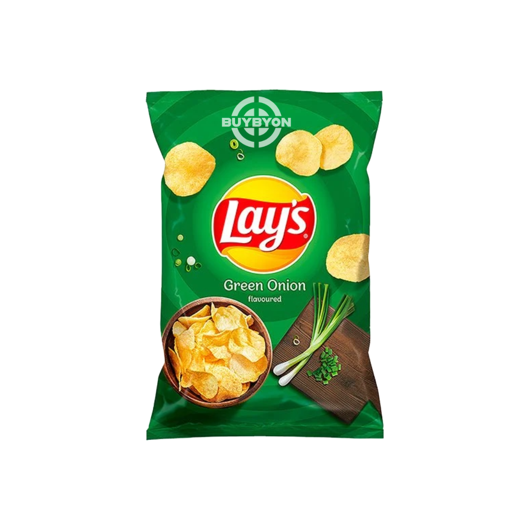 Lays Green Onion - 130g pack featuring crispy chips with bold green onion flavor.