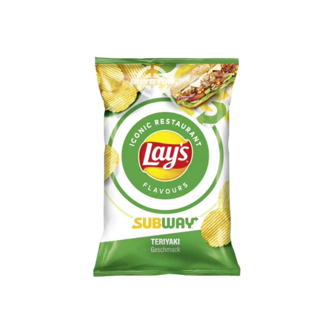 Lays Subway Teriyaki - 150g pack featuring teriyaki-flavored potato chips with a bold and savory taste.