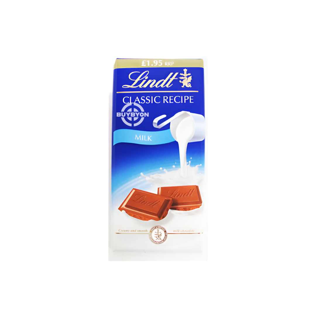 Lindt Classic Milk - 100g, featuring smooth, creamy milk chocolate in a premium bar.