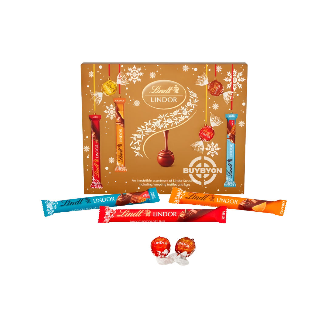 Lindt Lindor Assorted Selection Box - 227g featuring an elegant assortment of Lindor truffles in a variety of flavours.