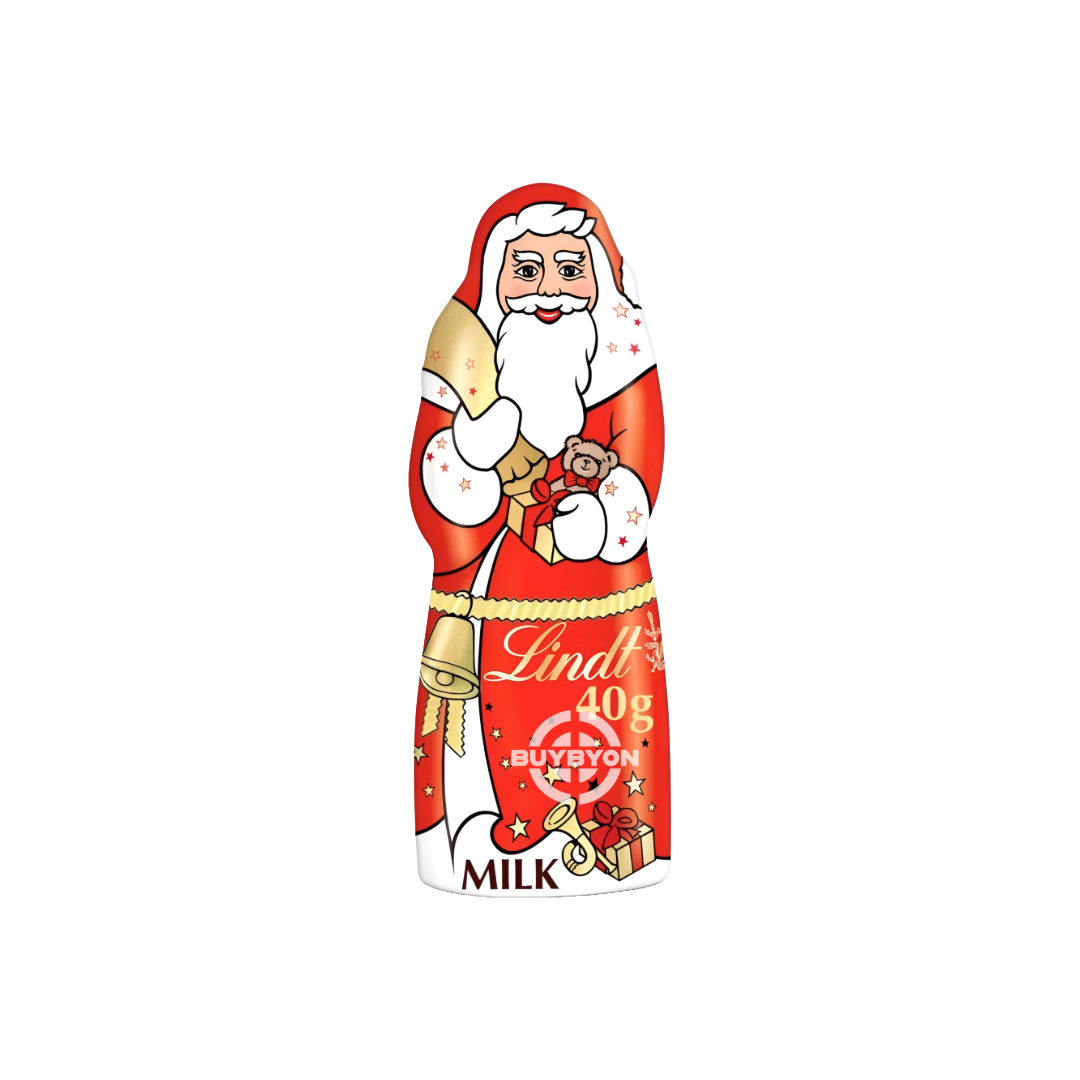 Lindt Santa Christmas Milk Chocolate - 40g featuring a festive Santa shape made of creamy milk chocolate.